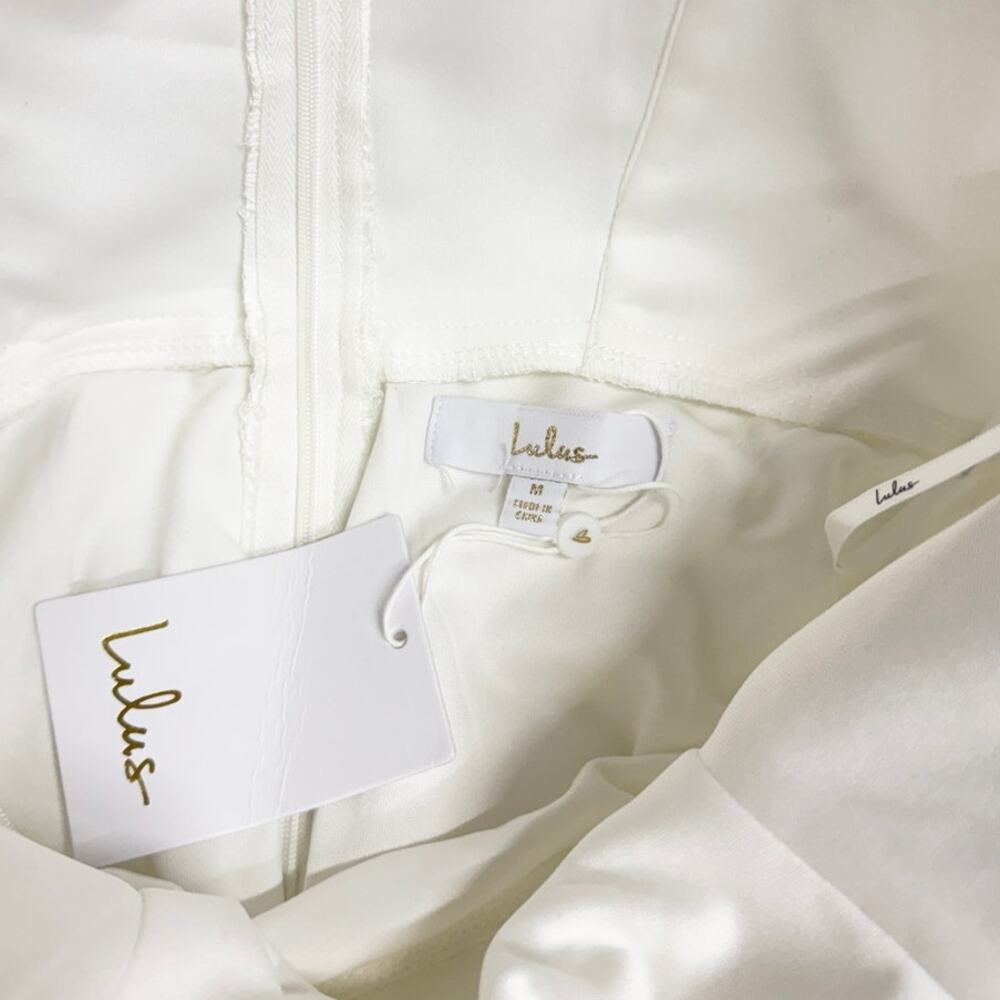 Lulus Modern Affection White Taffeta Pleated Sleeveless Maxi Dress size M NWT - Picture 7 of 7